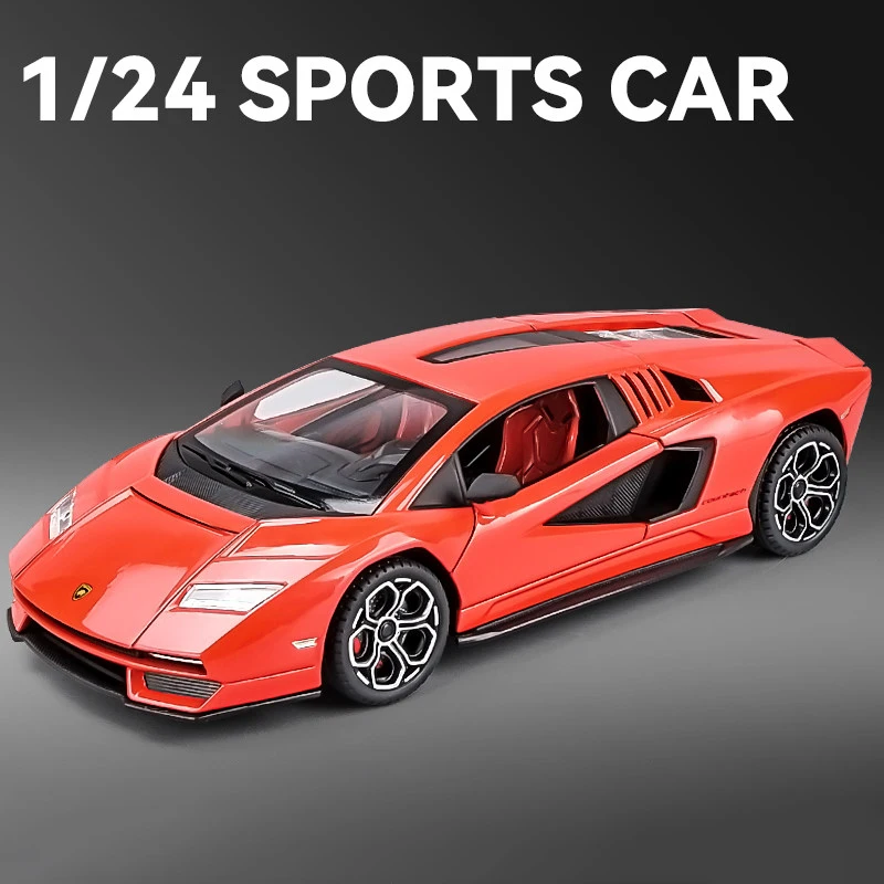 (rojo) Modelo De Coche De Juguete Supercar De Aleación A Escala 1:24, Modelo De Coche De Metal Fundido A Presión Con Sonido Y Luz.