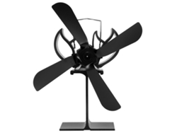 Ventilador portátil para chimenea de aleación de aluminio con 4 aspas y accesorio para distribución del calor.