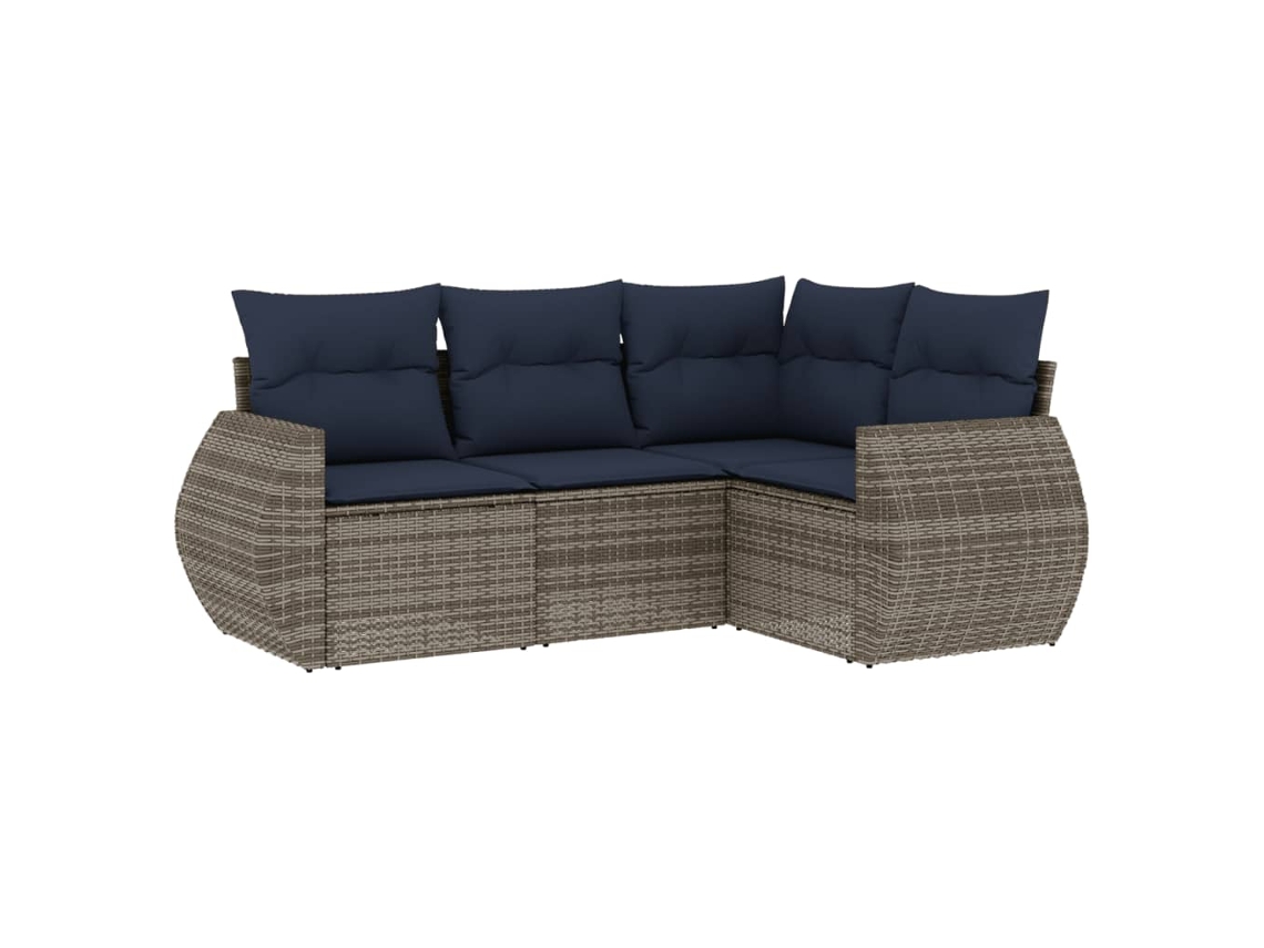 Maison Exclusive - Conjunto De Sofá De Jardín De 4 Piezas Con Cojines, Poliratán Gris