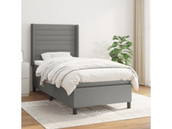 Cama Box Spring Con Colchón Tela Gris Oscuro 90x190 Cm