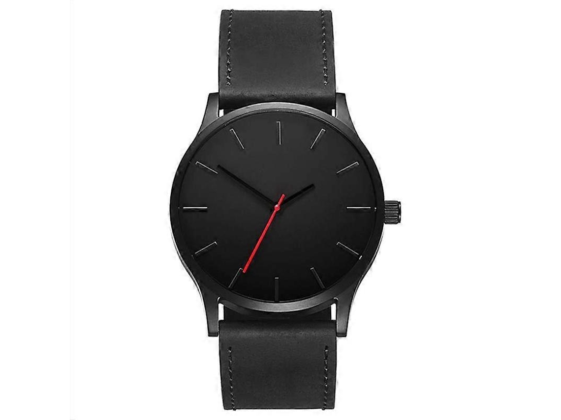 Reloj de cuarzo Hengrongshen sencillo para hombre con correa de cuero mate