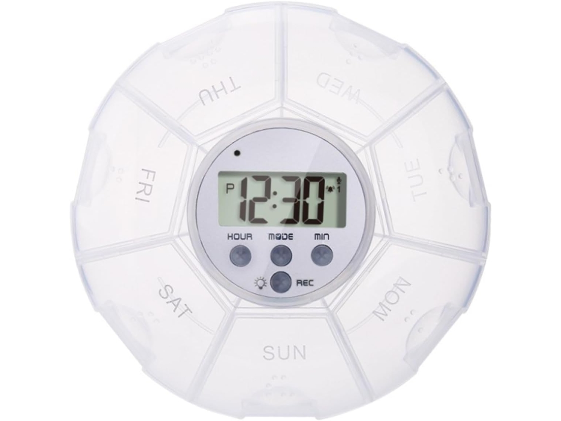 Organizador Con Alarma, Caja De Almacenamiento De 7 Compartimentos, Gran Pantalla, Resistente A La Humedad.
