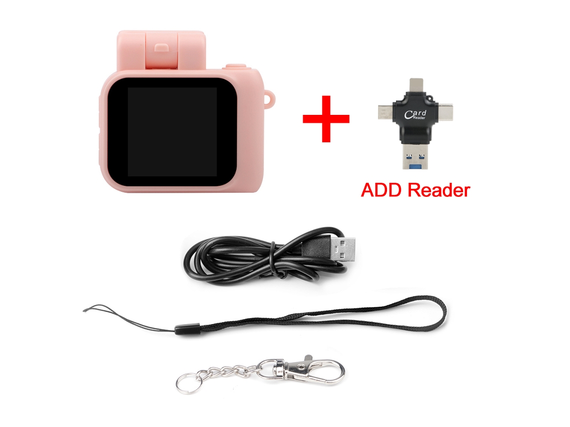 Minicámara Réflex Para Niños (rosa + Lector De Tarjetas - 8 Gb) Con Flash Y Base Para Batería, 1080p, Pantalla Lcd
