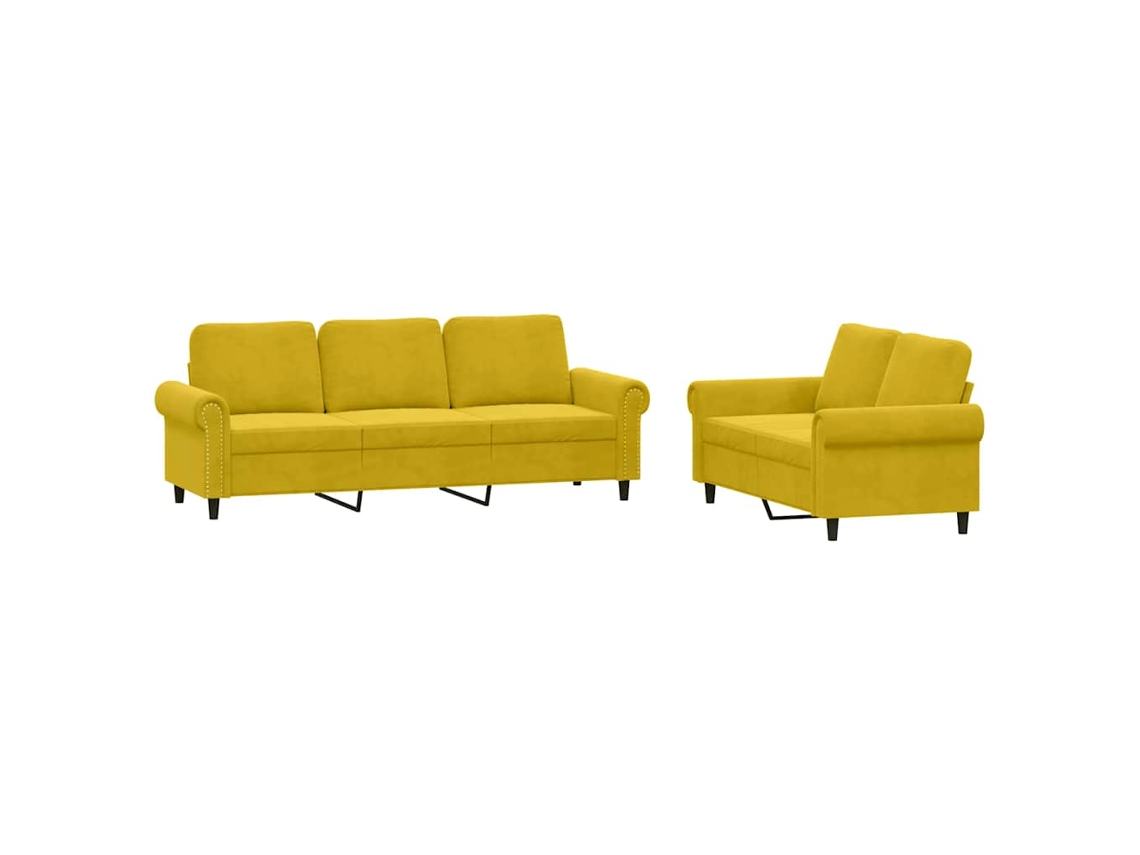 Maison Exclusive - Juego De Sofás Con Cojines 2 Piezas Terciopelo Amarillo