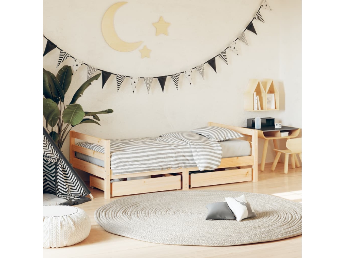 Cama Con Cajones Madera De Pino 80x160cm