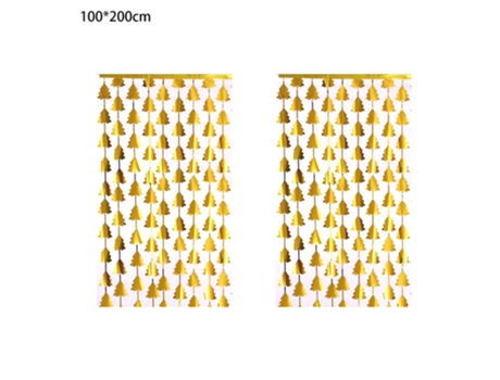 2 cortinas de borlas de papel de aluminio para árbol de Navidad, para cumpleaños, Navidad, decoración de fiesta, dorado