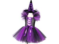 Vestido Tutú De Bruja Sin Mangas De 2 Piezas Para Disfraz De Fiesta De Cosplay Para Niñas