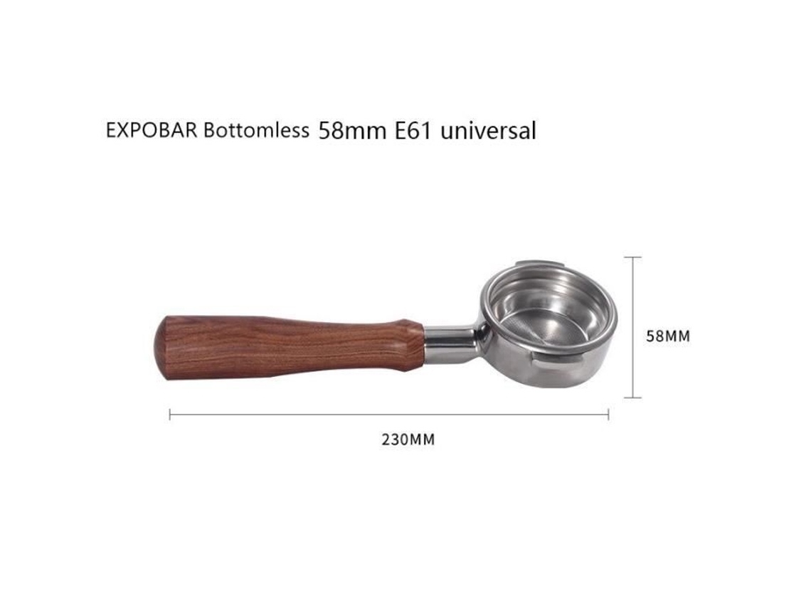 Cafetera E61 De Madera Maciza con Mango Sin Fondo Cafetera Universal De 58 Mm En Caoba