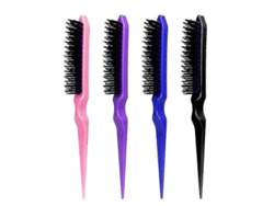 Cepillo De Cerdas De Jabalí Con 3 Filas Para Dar Volumen Y Masajear El Cabello (4 Unidades, Multicolor)