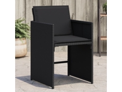 Sillas de jardín con cojines, 4 unidades, mimbre sintético negro, Dkd Home Decor