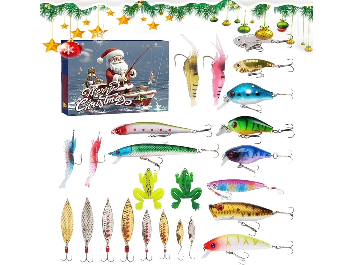 Juguete de cuenta regresiva navideña, calendario de pesca de 24 días, artículos D Gokoco