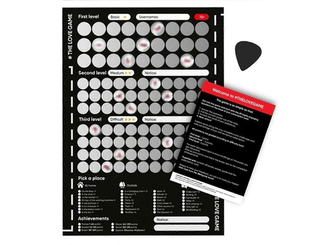 Póster Para Rascar Para Parejas - Regalo De San Valentín - Juego Romántico En Negro