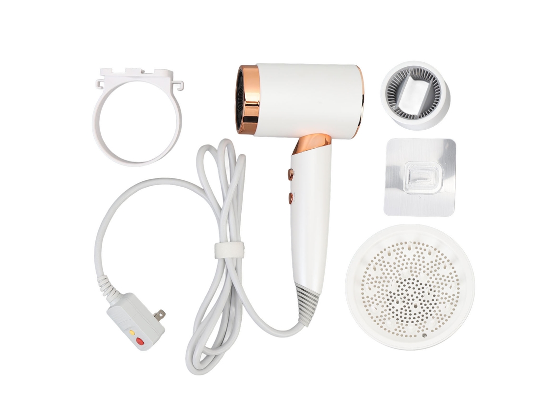 Secador De Pelo Con Iones Negativos, 1400 W, 20000 Rpm, Alta Velocidad, Control De Temperatura, Bajo Nivel De Ruido, Color Blanco.