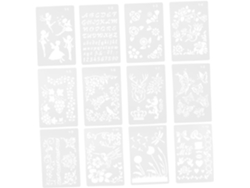 12 Piezas De Plantillas De Dibujo, Patrones, Pintura, Múltiples Diseños, Actividades Educativas