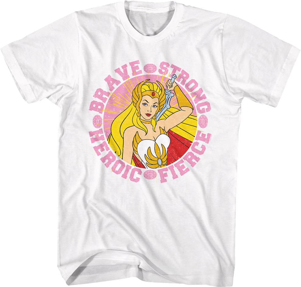Camisetas Unisex DEEPSTONE She-Ra Brave Strong Heroic Fierce Masters of the Universe Blanco (XXXL)