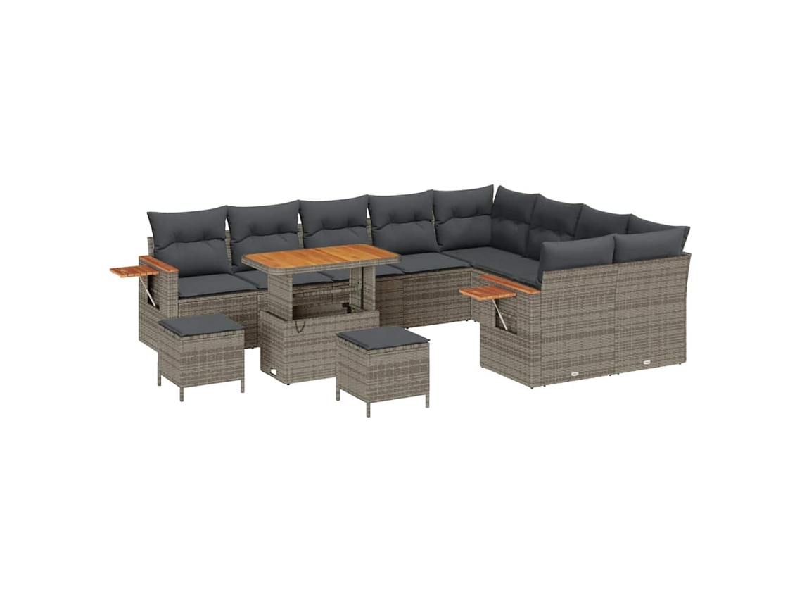 Maison Exclusive - Conjunto De Sofás De Jardín 13 Pcs Gris Ratán Sintético