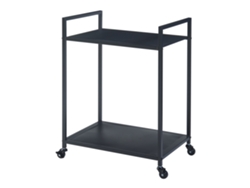 Carro de servicio Lesja con 2 estantes asa metal 69x50x36cm - Negro [EN.CASA]
