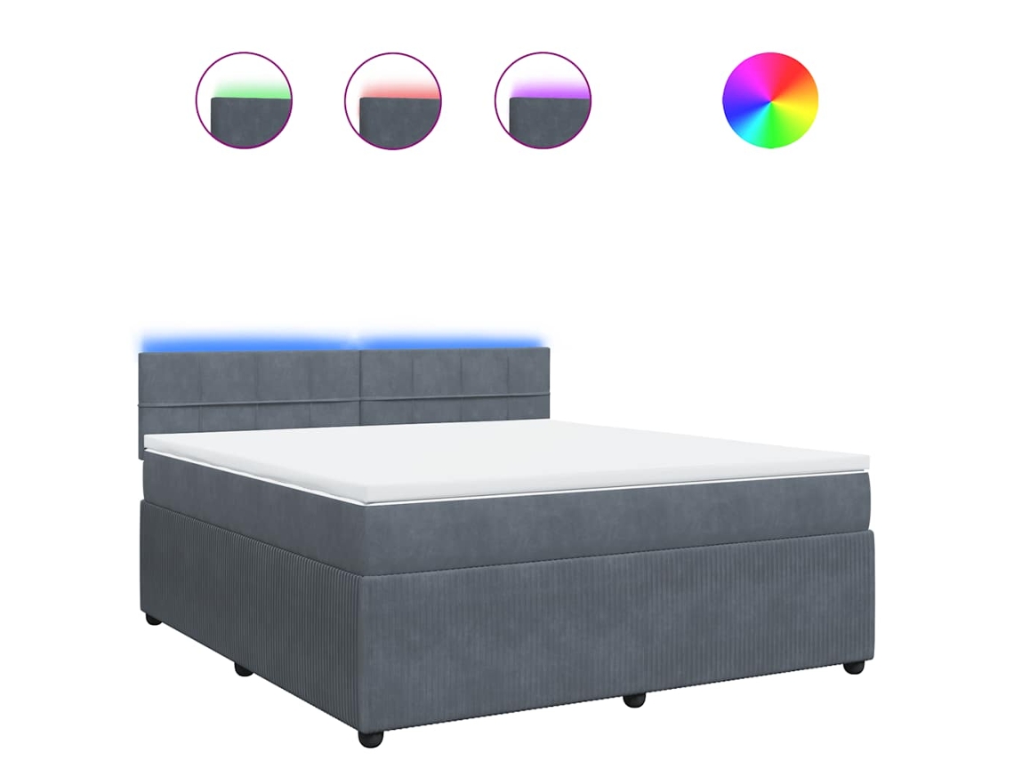 Maison Exclusive - Cama Box Spring Con Colchón Terciopelo Gris Oscuro 180x200 Cm