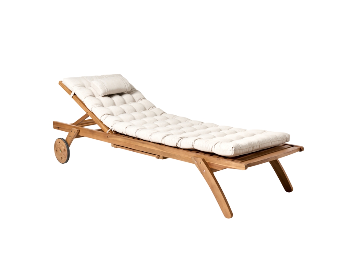 Espreguiçadeira De Jardim Com Encosto Ajustável Beliani Cesana Premium De Madeira De Acácia Castanho 61x195x80