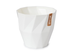 ARECA Quartz - Maceta Redonda Decorativa 19 cm con Textura Blanco Roto