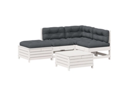 Conjunto 5 muebles jardín VIDAXL con cojines madera maciza pino blanco