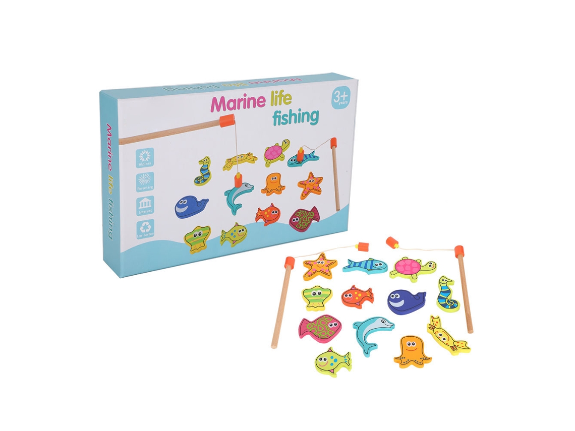 Juguete Educativo Magnético De Pesca Con Organismos Marinos De Madera Para Niños.