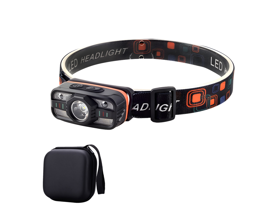 Mini linterna frontal LED recargable, luz blanca y roja, sensor inductivo, ideal para acampar y emergencias al aire libre. Aeuzwr