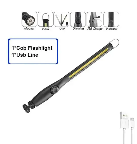 Luz De Trabajo Cob Portátil, Magnética, Recargable Y Regulable, Luz De Emergencia Para Reparación De Automóviles.