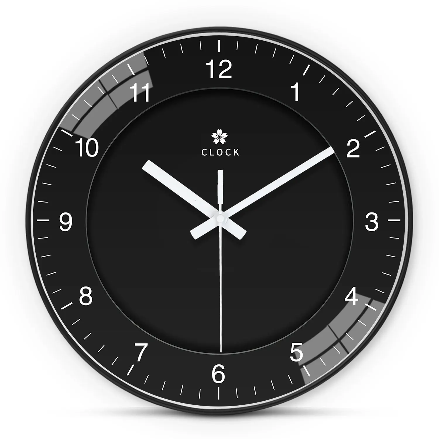 Relógio De Parede Simples De Vidro Preto (8 Polegadas), Com Temporizador Redondo Silencioso, Sem Tique-taque, Alimentado Por Pilhas Aa.