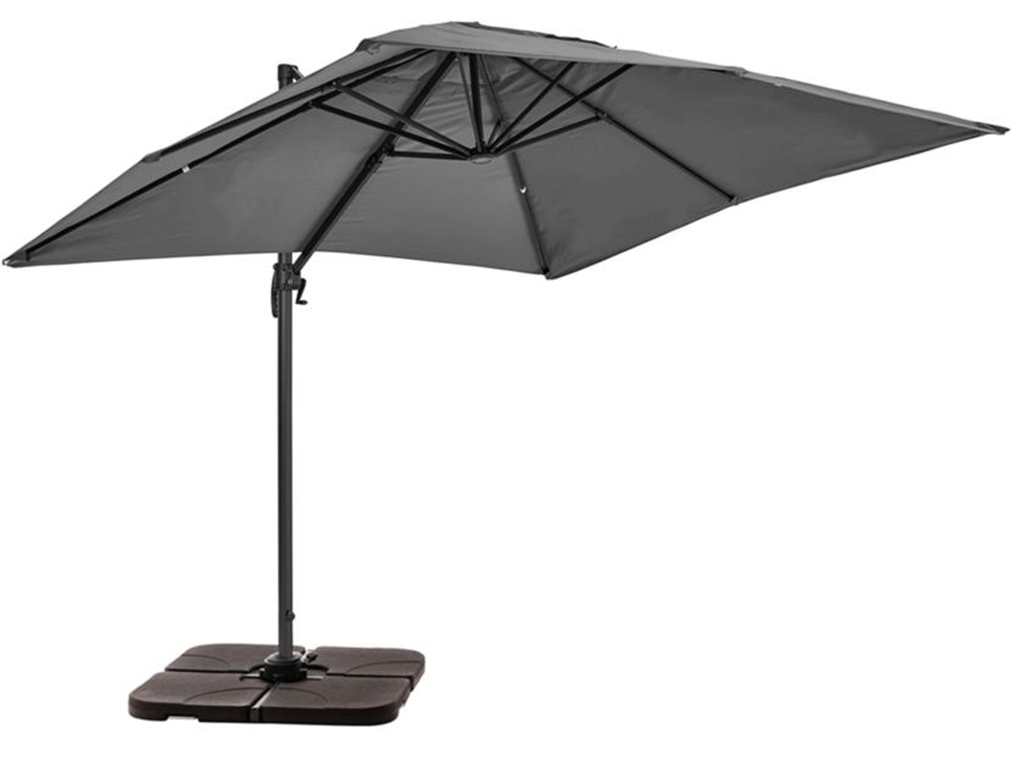 Parasol Desplazado De 2x3 M Y 4 Losas Para Llenar En Aluminio Gris