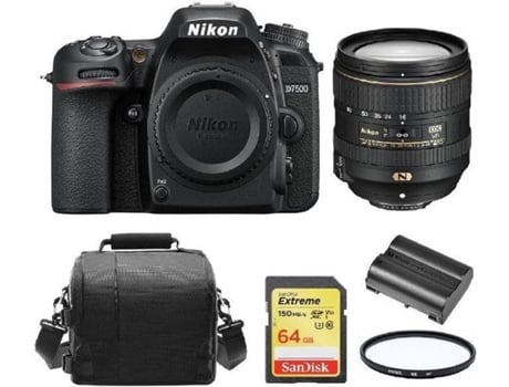 Kit Cámara Réflex NIKON D7500 + AF-S DX 16-80MM F2.8-4E ED VR + Tarjeta SD de 64GB + Funda para cámara + Bateria EN-EL15A + Filtro HOYA UX UV 72mm