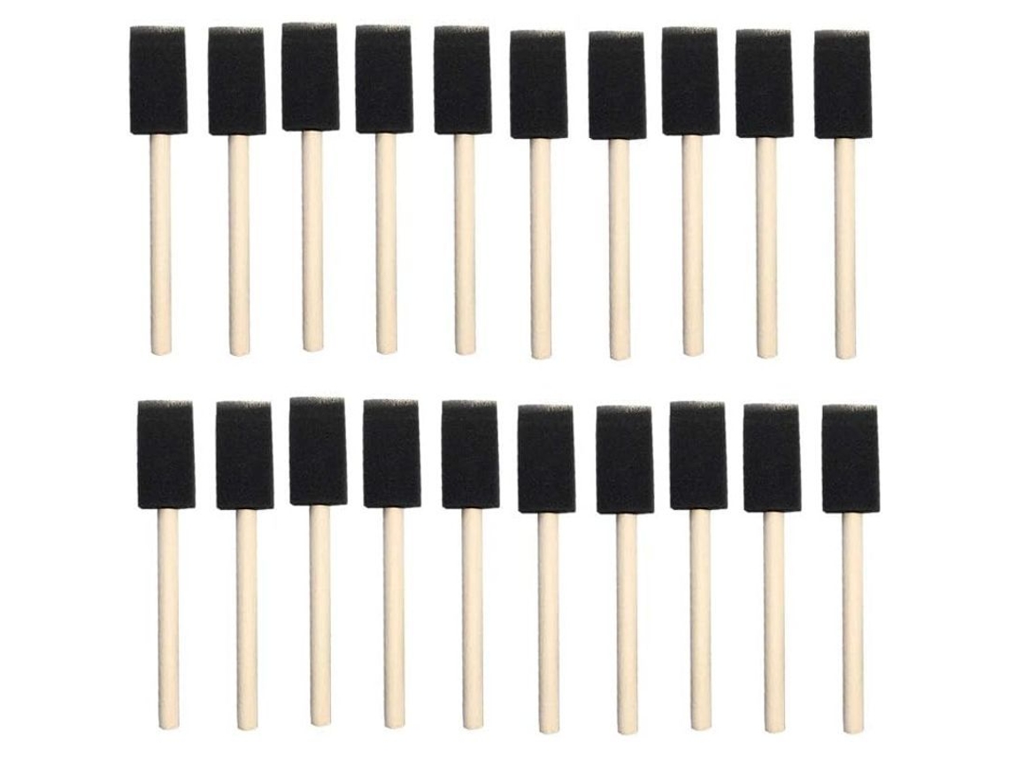 2026-25pcs Pinceles Espuma Flexible Mango Madera 1 Pulgada Para Acrílicos Manchas Barnices Manualidades Arte Niños