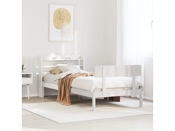 Estructura De Cama Sin Colchón Madera De Pino Blanca 90x200 Cm