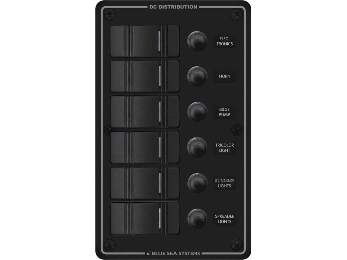 Painel BLUE SEA Water Resistant Panel 6 Position Negro