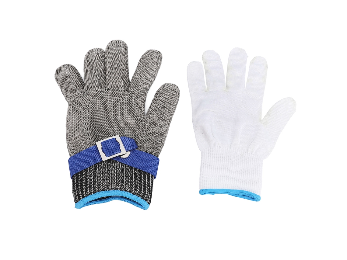 Guante de acero inoxidable antideslizante, resistente a cortes, para cocina y jardinería.