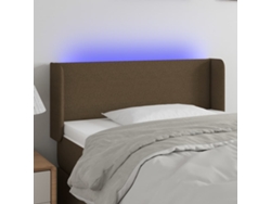 Cabecero Con Led De Tela Marrón Oscuro 103x16x78/88 Cm