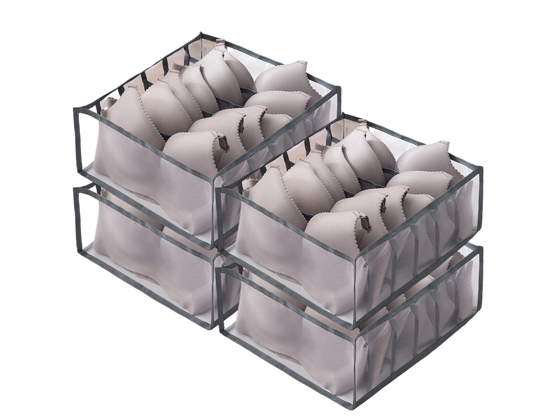 Organizador de ropa interior almacenamiento plata (33x33x2cm) Kofihety