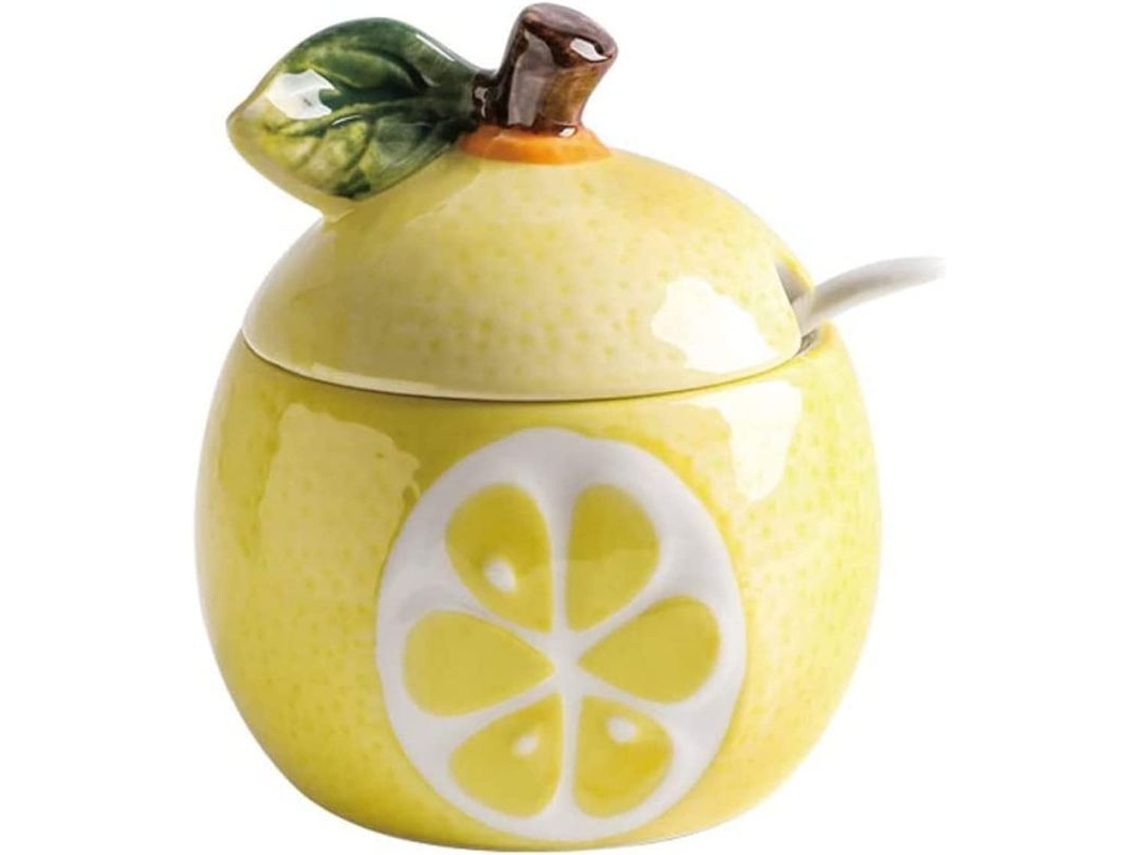 Tarro Para Condimentos Con Forma De Fruta, 250 Ml, Con Tapa Y Cuchara De Cerámica.