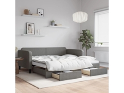 Sofá cama con cajón/cajones 100x200 cm Tela gris oscuro Lovely Home