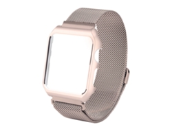 Correa y caja de acero inoxidable para Apple Watch, acabado dorado y detalles milaneses.