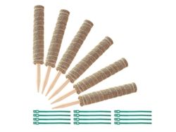 Fasst-6 Varillas De Coco Para Plantas Trepadoras 16 Pulgadas Con 12 Ataduras Ajustables Para Interior Y Exterior