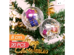 20 Bolas Navideñas Transparentes, 8 Cm*