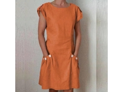 2026-vestido Corto De Manga Corta Para Mujer Con Botones Y Bolsillos Verano Casual Algodón