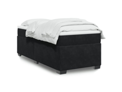 Cama Box Spring Con Colchón Terciopelo Negro 90x200 Cm