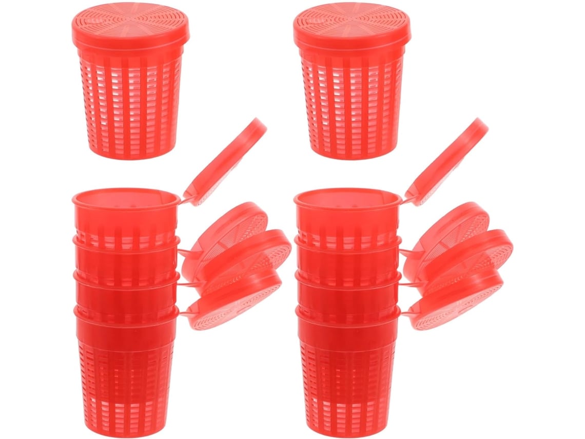Paquete de 10 jaulas de plástico rojo para cebo