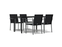 Juego de 5 piezas de comedor de jardín con cojines de mimbre, polietileno y acero, EXCLUSIVA MAISON (5 piezas)
