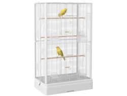 Gaiola Pássaros 61x36,5x98 Cm 8 Portas 5 Poleiros Branca