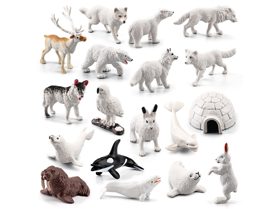 Juego de 18 figuras de animales polares del Ártico