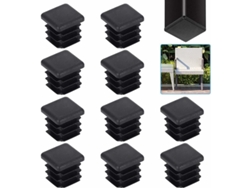 Tapón cuadrado para tubo de 20 x 20 mm, color negro, 20 unidades. Tapón de plástico para perfil cuadrado, acabado para muebles, sillas, armarios, Kofihety.