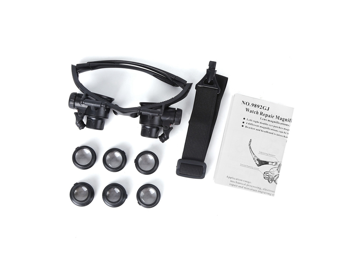 Lupa con luz LED para reparaciones, herramienta con aumento de 10/15/20/25x, ajustable y fácil de usar.